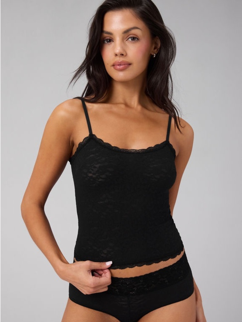 Black Lace Camisole Stretchy Goth Sexy Sz L